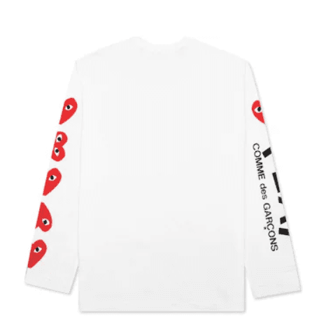 Comme des Garcons Play Women's Red Multi Heart L/S T-shirt White