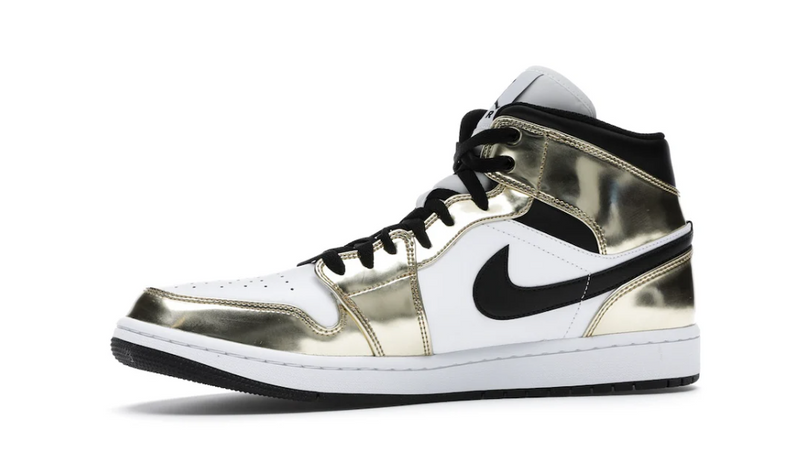 Jordan 1 Mid Metallic Gold Black White