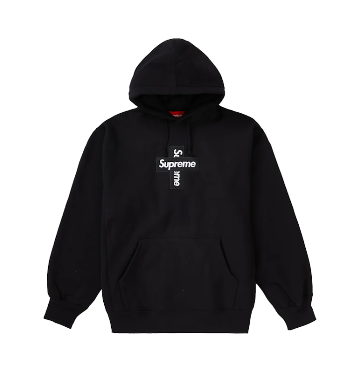 Supreme Cross Box Logo Hooded Sweatshirt Black