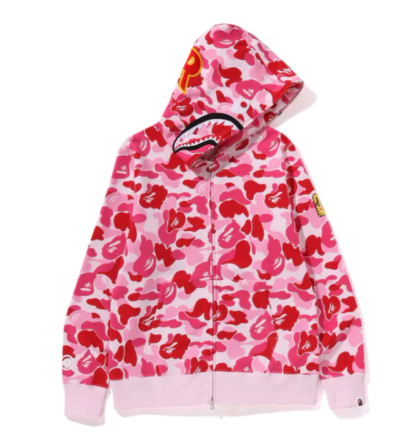 BAPE ABC Camo Shark PONR Full Zip Hoodie Pink