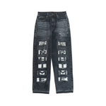 Rhime Logo Patchwork Denim Pants Black