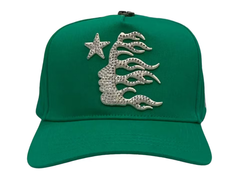 Hellstar OG Logo Rhinestone Cap Green