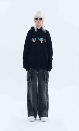 RAF VALOIS 2022AW IRIDESCENT Hoodie Black 22ss001H0