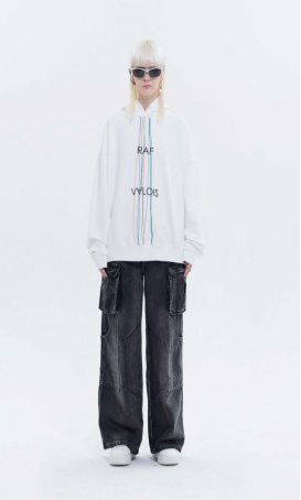 RAF VALOIS 2022AW SHADOW EMBROIDERY Hoodie White 22ss002H1