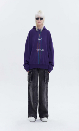 RAF VALOIS 2022AW SHADOW EMBROIDERY Hoodie Purple 22ss002H3