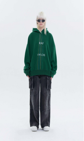 RAF VALOIS 2022AW SHADOW EMBROIDERY Hoodie Green 22ss002H2