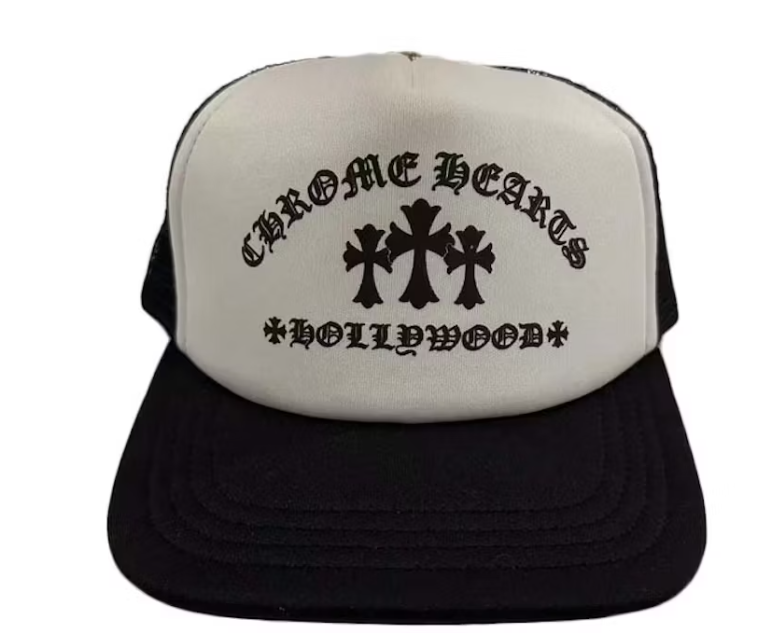 Chrome Hearts Hollywood Cross "King Taco" Trucker Cap Black/White