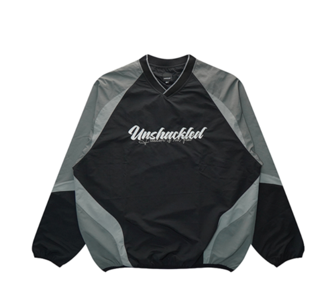 UNSHACKLEDUSKD V-neck Color-matching Jacket Black/Gray