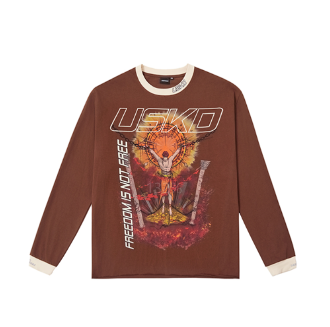 UNSHACKLEDUSKD Logo Long Sleeve T-shirts Coffee Color