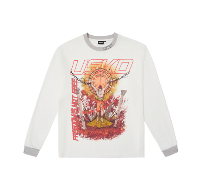 UNSHACKLEDUSKD Logo Long Sleeve T-shirts White