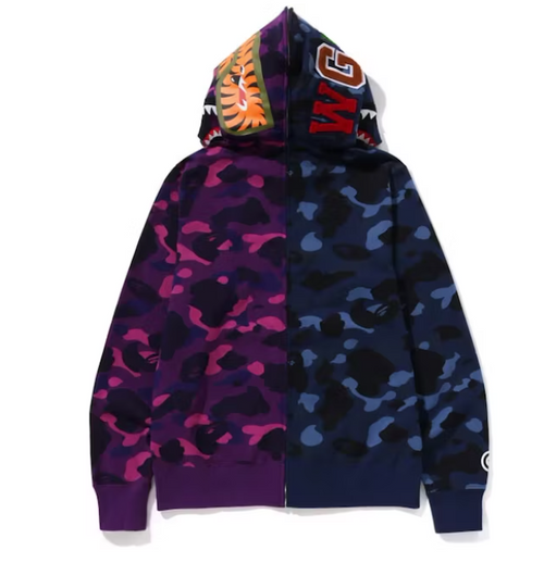 BAPE Color Camo Separate Shark Full Zip Hoodie Navy & Purple