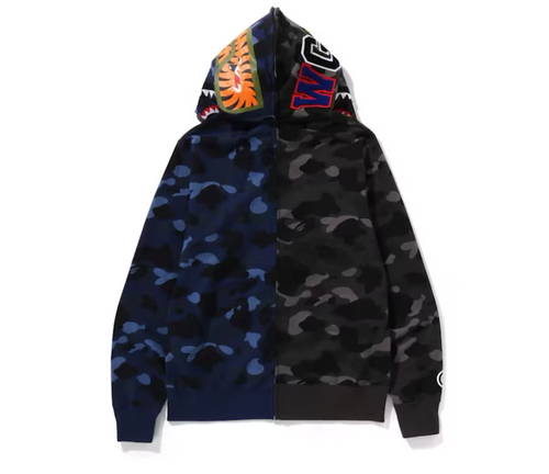 BAPE Camo Separate Shark Full Zip Hoodie Black & Navy Color