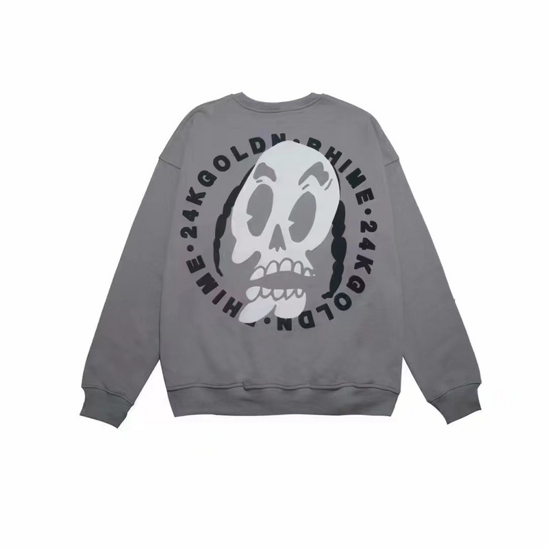 Rhime X 24KGoldn Party Call Skull Crewneck Sweatshirt Gray