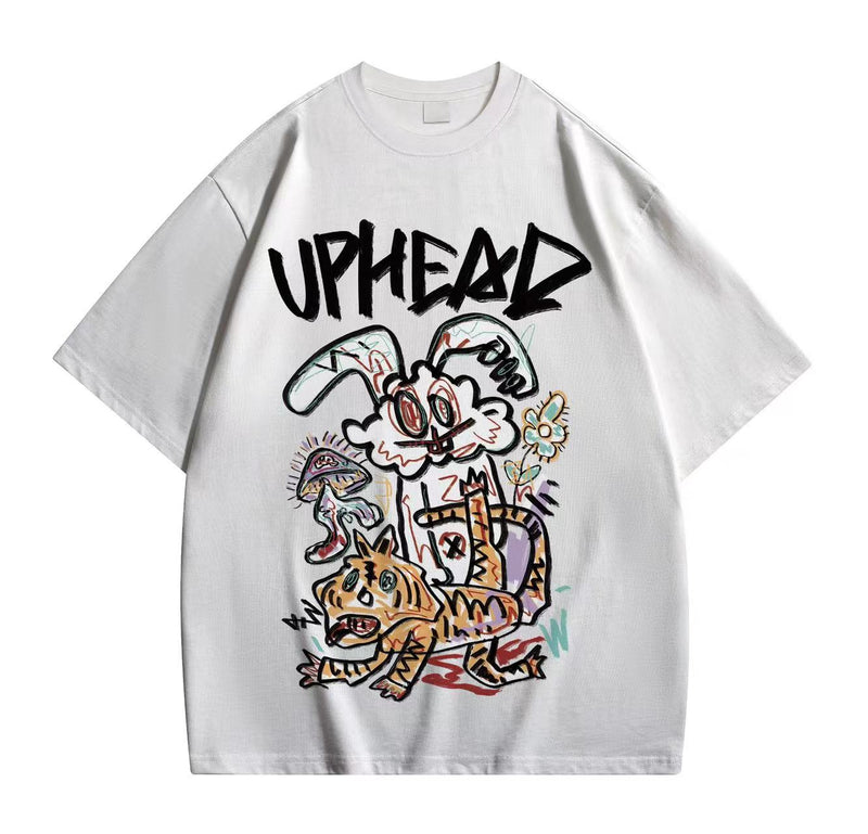 Uphead Bunny Tiger Mushroom Tee White