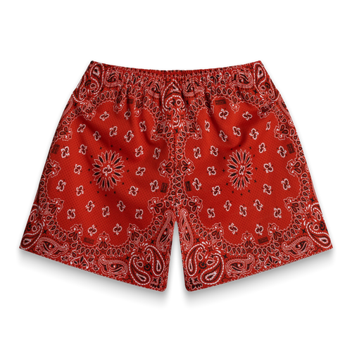 Bravest Studios Screenprinted Paisley Two-Tone Red Shorts