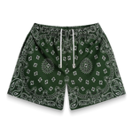 Bravest Studios Screenprinted Paisley Two-Tone Green Shorts