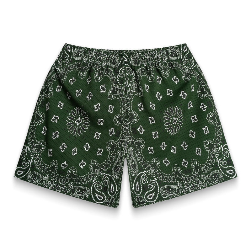 Bravest Studios Screenprinted Paisley Two-Tone Green Shorts