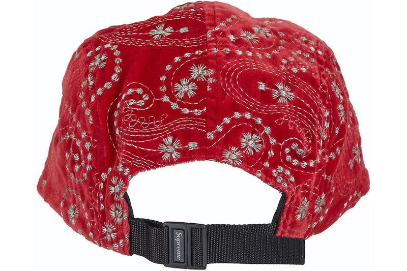 Supreme Velvet Paisley Camp Cap Red