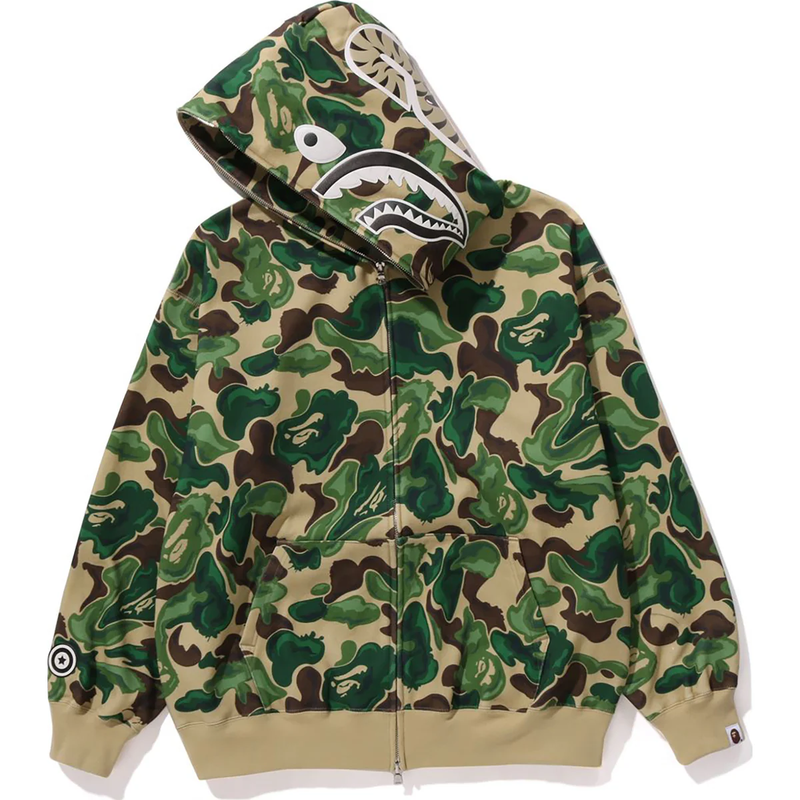 Bape Art Camo Shark zip-front hoodie Green