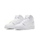 Jordan 1 Mid Triple White Tumbled Leather (GS)