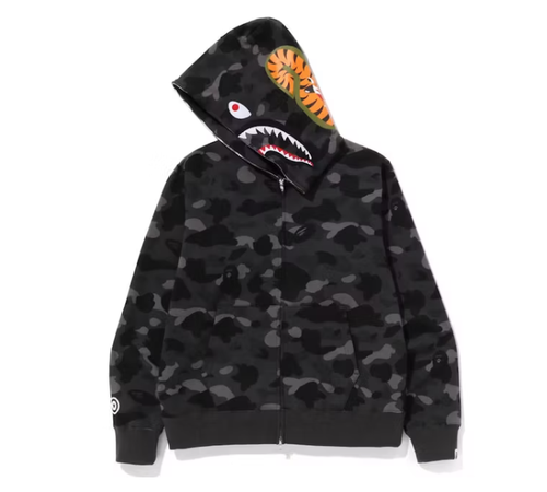 BAPE Color Camo Shark FulZip Hoodie Black