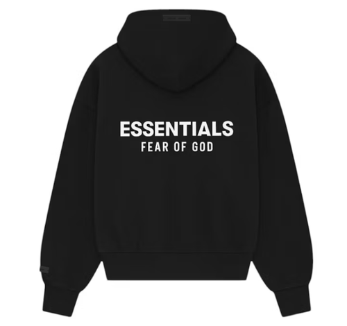 Fear of God Essentials Classic Fleece Zip-Up Hoodie Jet Black