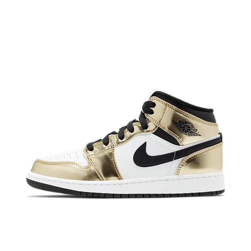 Jordan 1 Mid Metallic Gold Black White (GS)